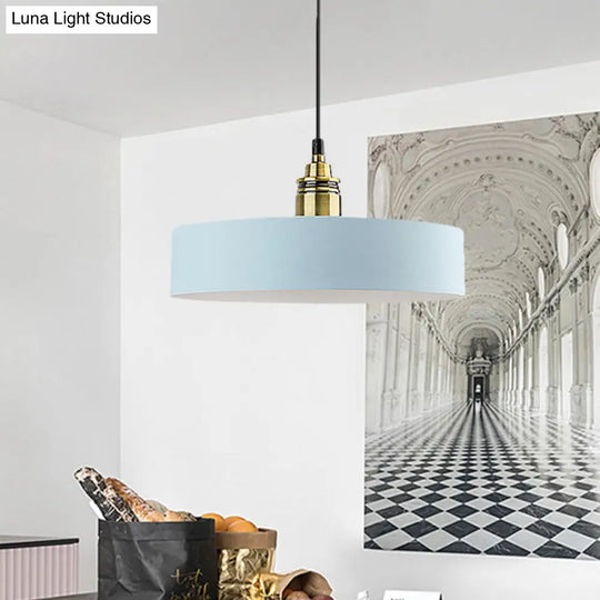 5/12 Wide Round Pendant Lamp Macaron Loft Metal Lighting With Brass Socket For Corridor