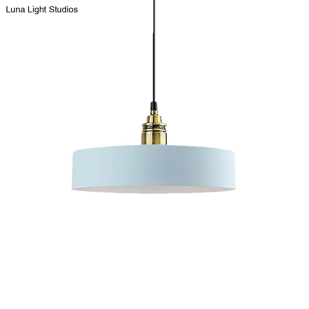 5’/12’ Wide Round Pendant Lamp Macaron Loft Metal Lighting With Brass Socket For Corridor