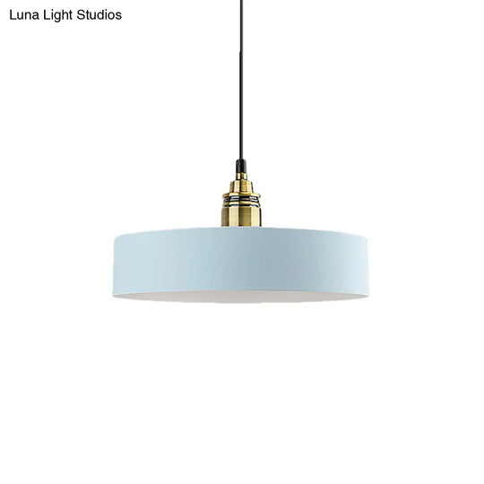 5’/12’ Wide Round Pendant Lamp Macaron Loft Metal Lighting With Brass Socket For Corridor