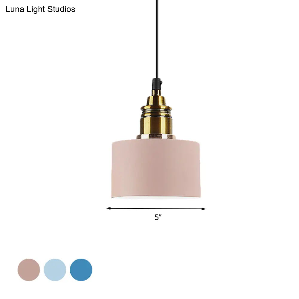 5’/12’ Wide Round Pendant Lamp Macaron Loft Metal Lighting With Brass Socket For Corridor