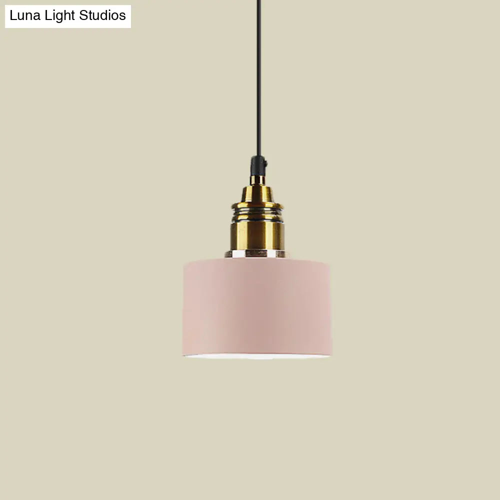 5’/12’ Wide Round Pendant Lamp Macaron Loft Metal Lighting With Brass Socket For Corridor