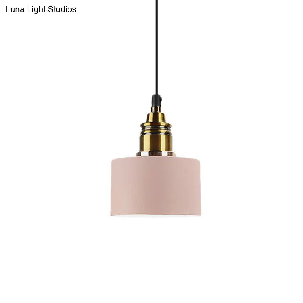 5’/12’ Wide Round Pendant Lamp Macaron Loft Metal Lighting With Brass Socket For Corridor