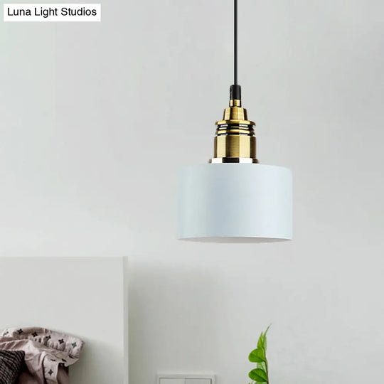 5’/12’ Wide Round Pendant Lamp Macaron Loft Metal Lighting With Brass Socket For Corridor