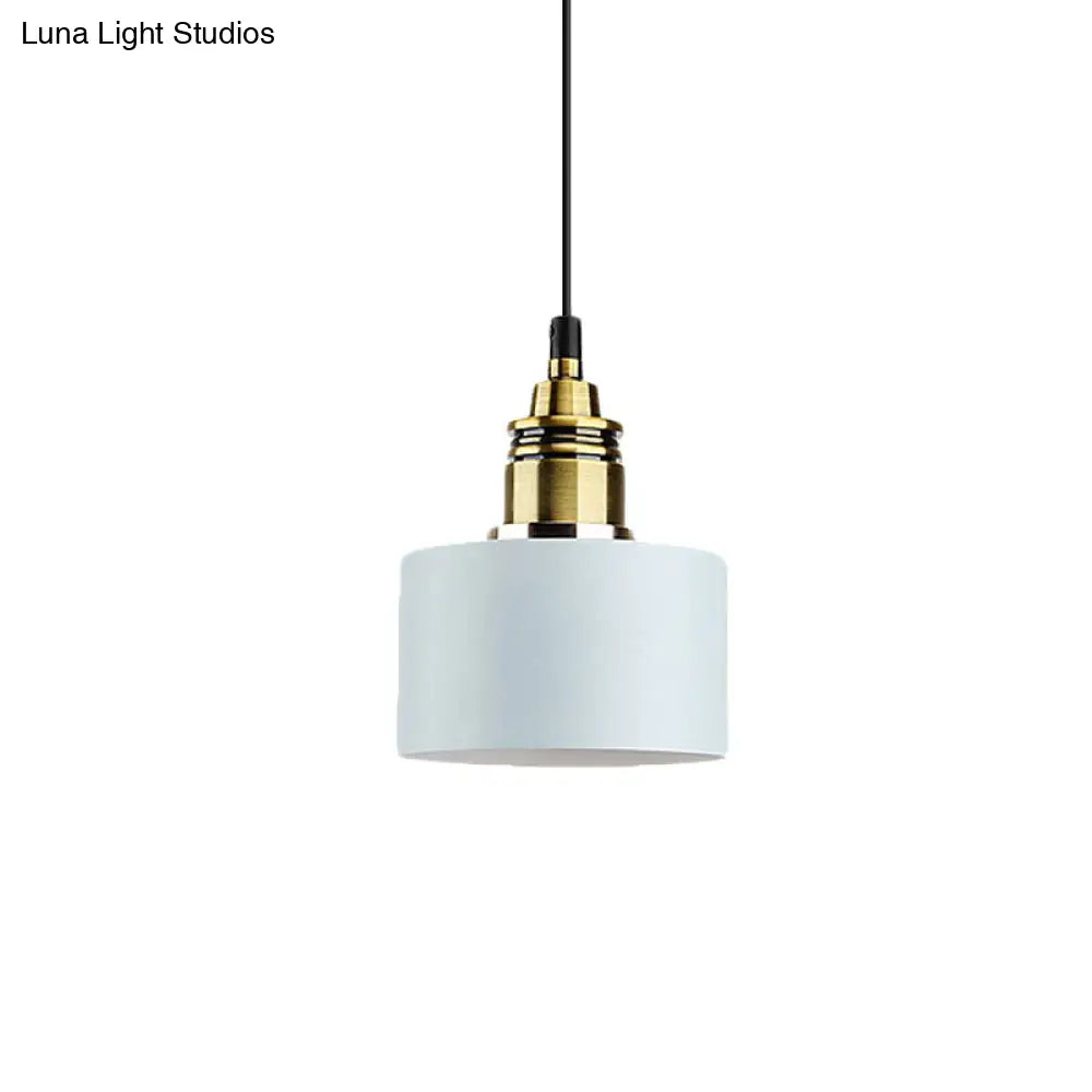 5/12 Wide Round Pendant Lamp Macaron Loft Metal Lighting With Brass Socket For Corridor