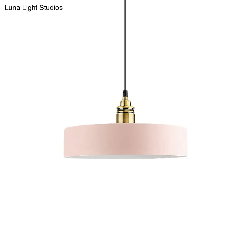 5’/12’ Wide Round Pendant Lamp Macaron Loft Metal Lighting With Brass Socket For Corridor