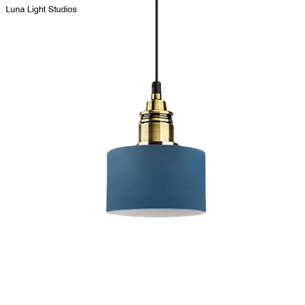 5’/12’ Wide Round Pendant Lamp Macaron Loft Metal Lighting With Brass Socket For Corridor