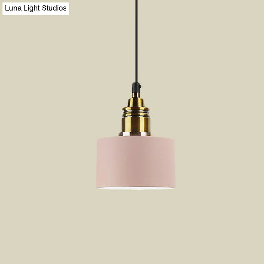 5/12 Wide Round Pendant Lamp Macaron Loft Metal Lighting With Brass Socket For Corridor