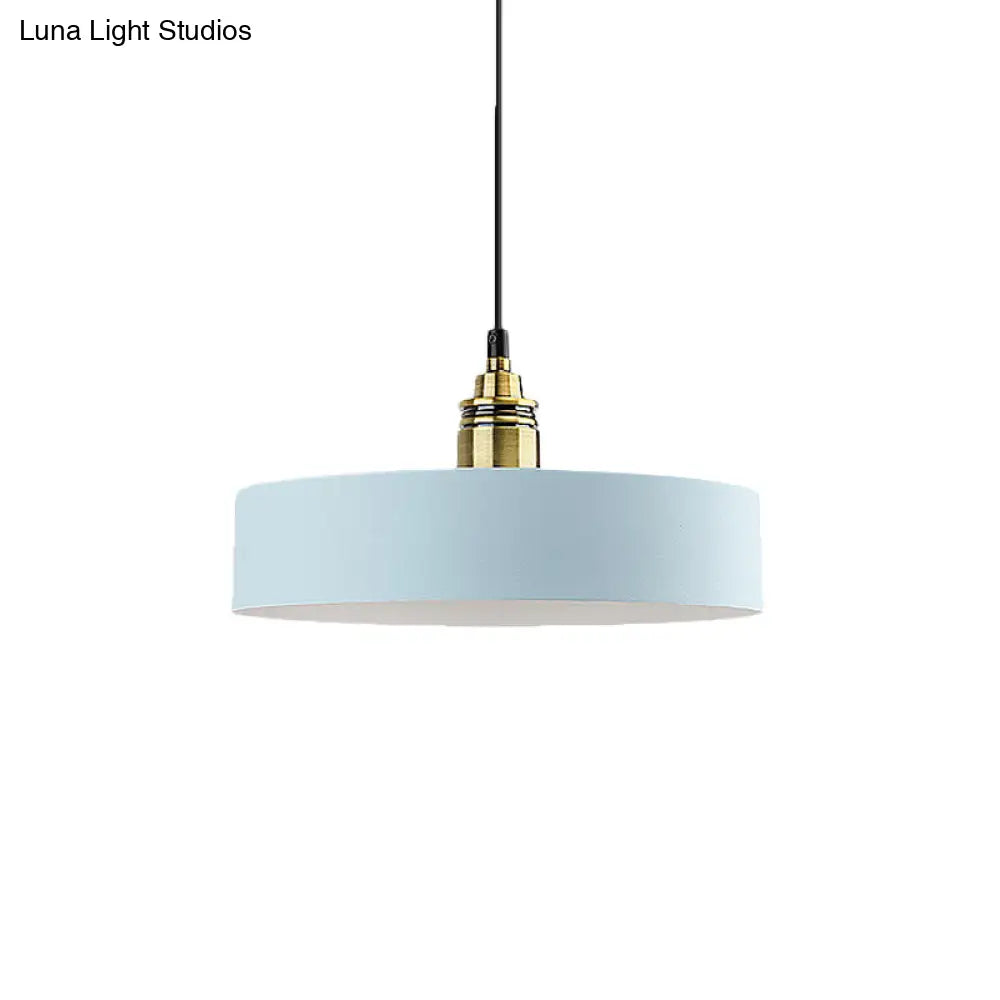 5/12 Wide Round Pendant Lamp Macaron Loft Metal Lighting With Brass Socket For Corridor