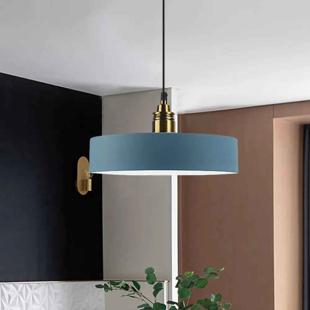 5’/12’ Wide Round Pendant Lamp Macaron Loft Metal Lighting With Brass Socket For Corridor Dark