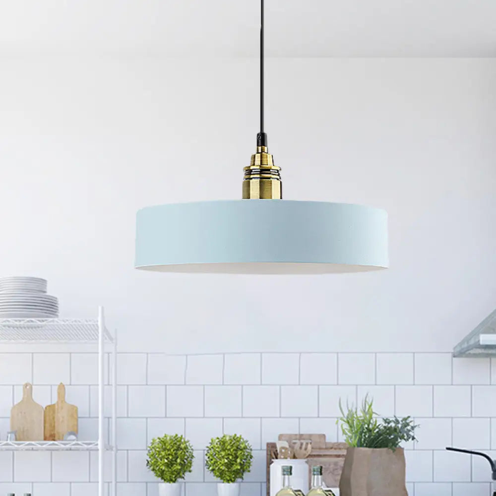 5’/12’ Wide Round Pendant Lamp Macaron Loft Metal Lighting With Brass Socket For Corridor Light