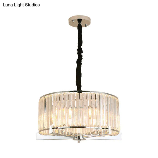 5/6-Head Modern Drum Crystal Chandelier: Stylish Ceiling Light For Table