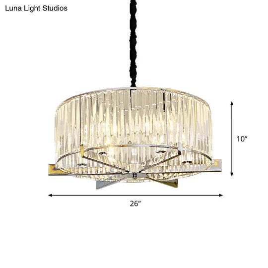 Drum Ceiling Chandelier - Modern 5/6-Head Crystal Suspension Light For Table