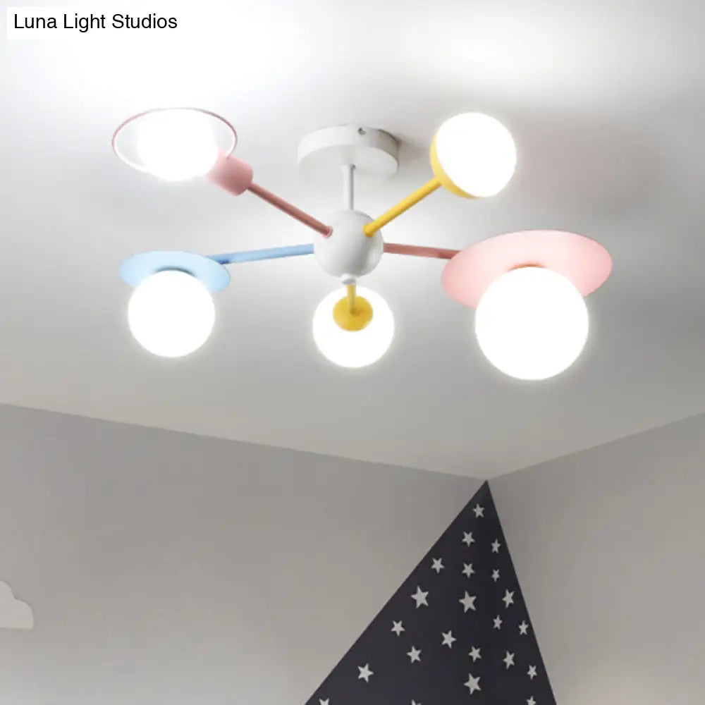 5 - Light Macaroon Ceiling Light With Semi - Flush Mount - Perfect For Kindergarten Hallway And