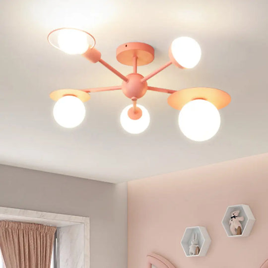 5 - Light Macaroon Ceiling Light With Semi - Flush Mount - Perfect For Kindergarten Hallway And