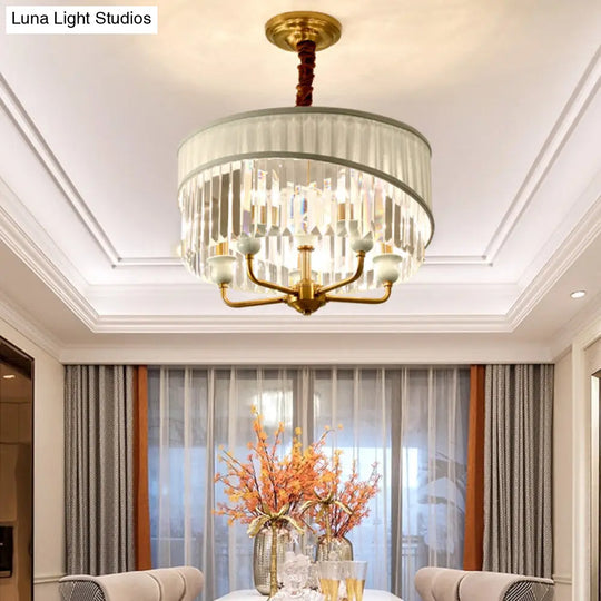 5-Light Traditional Chandelier With Crystal Shade - Cylinder Ceiling Pendant Lighting