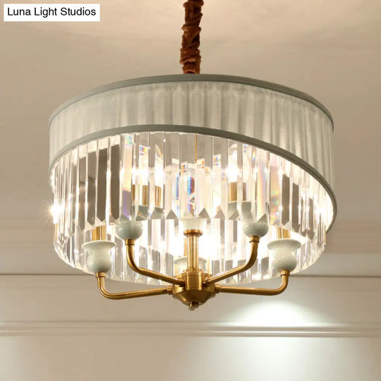 5-Light Traditional Chandelier With Crystal Shade - Cylinder Ceiling Pendant Lighting