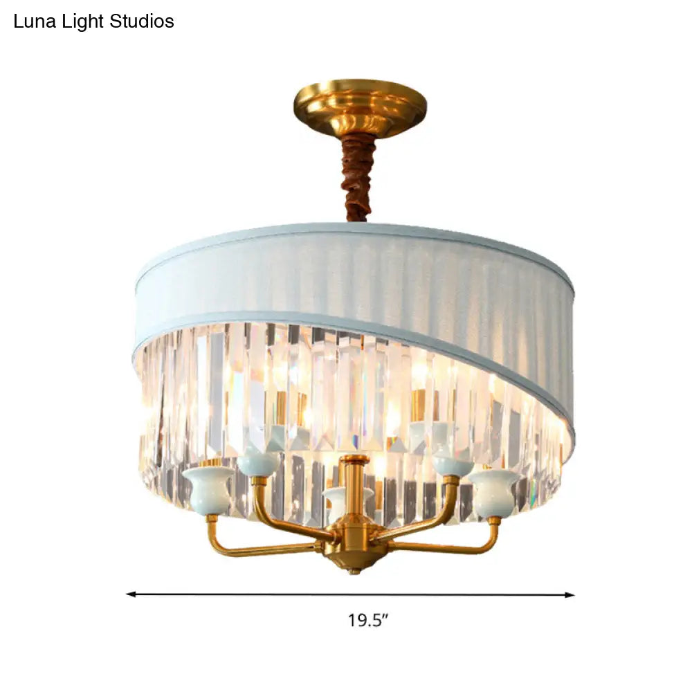 5-Light Traditional Chandelier With Crystal Shade - Cylinder Ceiling Pendant Lighting