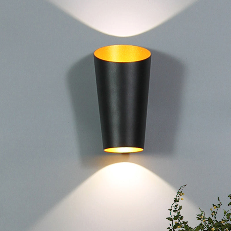Modern Led Bedside Sconce Light - Black/White Finish Wall Lamp With Aluminum Cylinder Shade