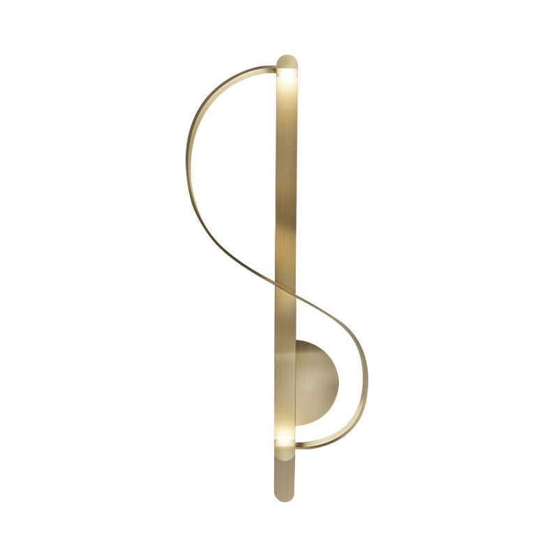 Modern Gold S-Shape Led Metal Wall Sconce For Corner Mounting
