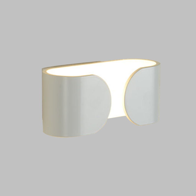 Modern White Led Wall Sconce With Curved Rectangle Design And Warm Light