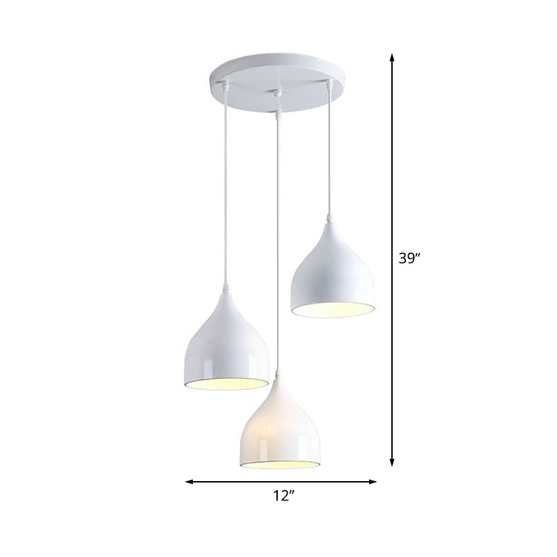 Modern Metallic 3-Light Onion Pendant with White Finish - Hanging Ceiling Lamp