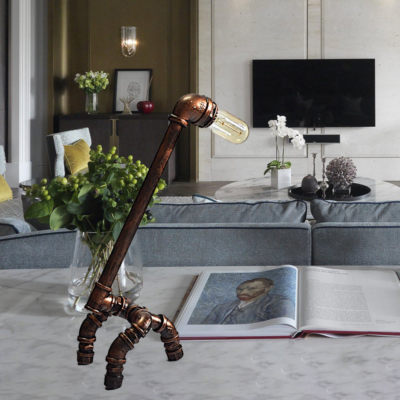 Giraffe Iron Table Lamp - Antiqued 1-Light Rust Finish For Dining Room Lighting