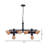 Diana - Vintage 10 Bulbs Iron Ceiling Chandelier Black Radial Pipe Living Room Suspended Pendant