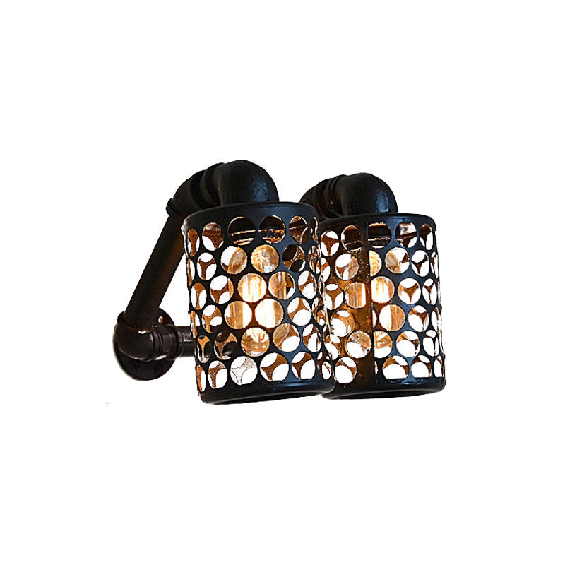 Farmhouse Wall Sconce With Hollow-Out Design And Metallic Black Finish
