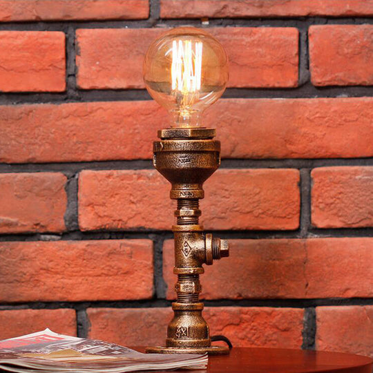 Rustic Vintage Desk Lamp: Silver/Brass Metallic Pipe Table Light With Clear Glass Shade - 1 Bulb