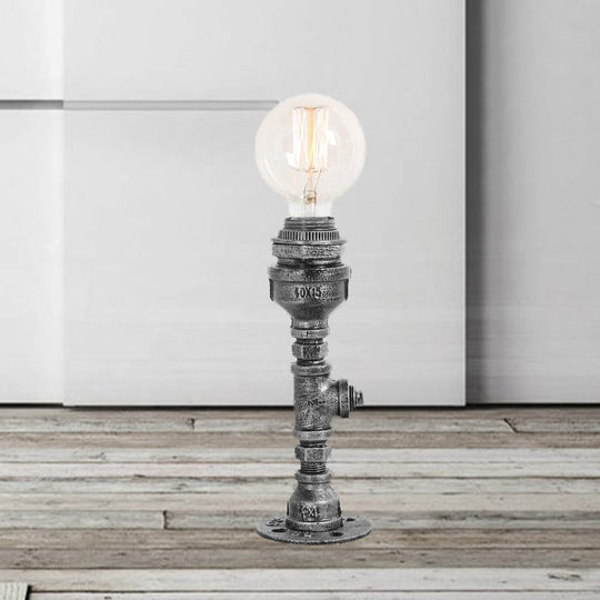 Rustic Vintage Desk Lamp: Silver/Brass Metallic Pipe Table Light With Clear Glass Shade - 1 Bulb