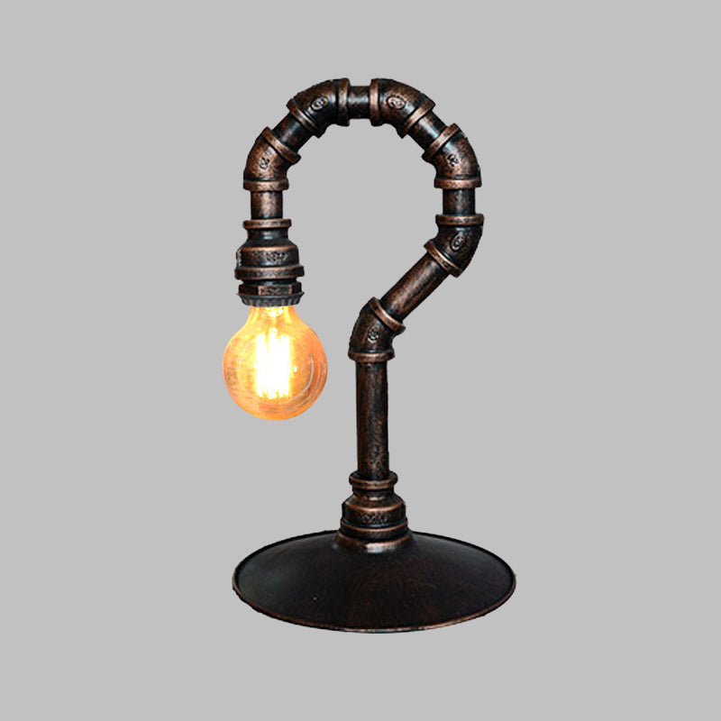 Small Rustic Iron Nightstand Lamp With Antiqued Hook 1 Light Desk Lighting For Bar