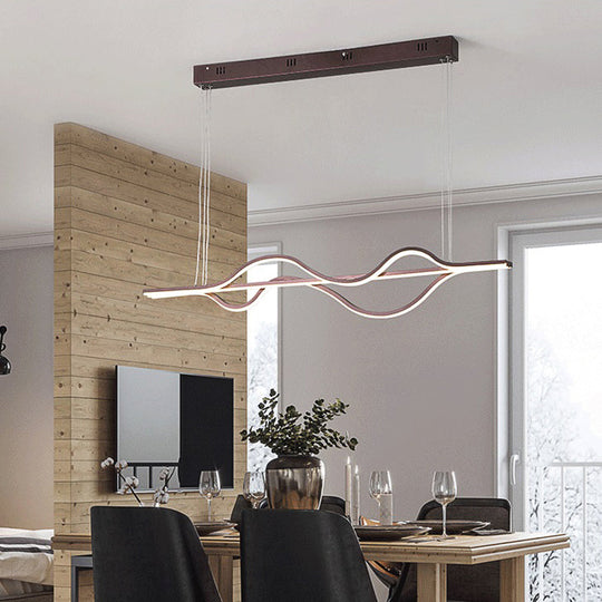 LED Twisting Acrylic Chandelier: Modern Black Pendant Light for Dining Room with Adjustable White/Warm/Natural Lighting