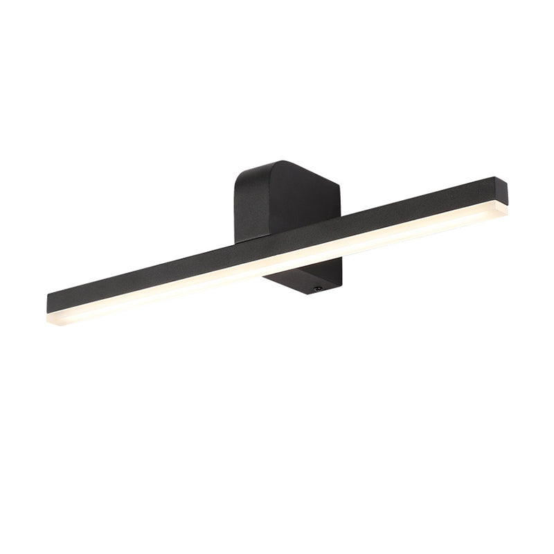 Modern Linear Led Vanity Light - White/Black Metal Wall Mount In Natural 16/19.5/23.5 Wide
