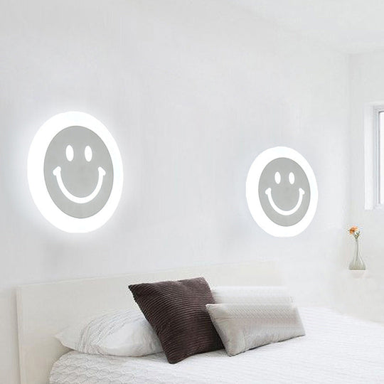 Smiley Face Led Sconce Lamp - Ultra-Thin Acrylic Shade Warm/White Wall Lighting White / Warm