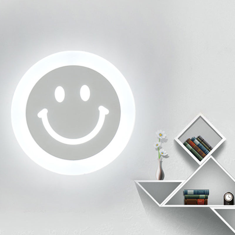 Smiley Face Led Sconce Lamp - Ultra-Thin Acrylic Shade Warm/White Wall Lighting