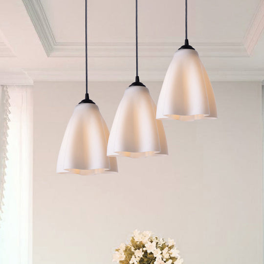 Modern Flower Cluster Pendant Light In Rose Gold Glass - Living Room Hanging Lamp Linear/Round