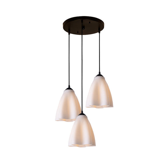 Rose Gold Glass Modernistic Flower Pendant Light - 3 Heads, Living Room Hanging Lamp - Linear/Round Canopy