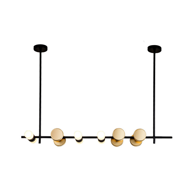 Contemporary Black Iron Pendant Chandelier with 6 Lights for Linear Kitchen Ceiling