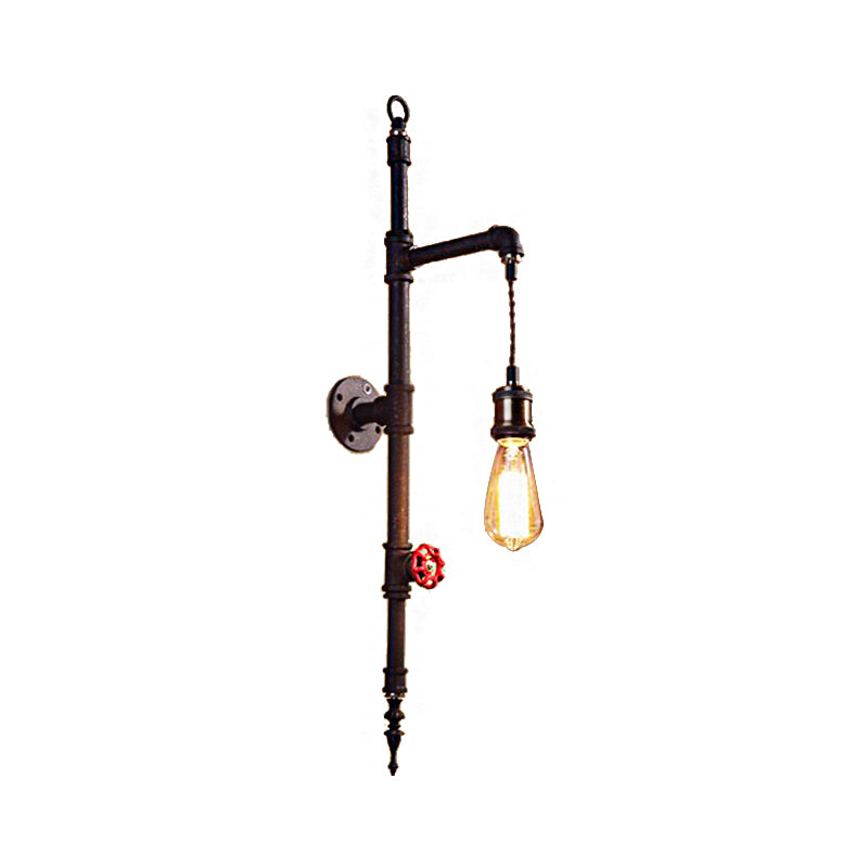 Industrial Wall Sconce With Rustic Metal Design And Pressure Gauge