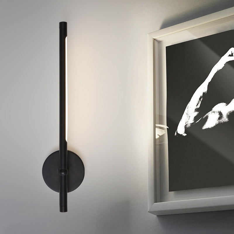 Contemporary Led Sconce Light - Metal And Acrylic Shade Black/White Tubular Wall Mount Warm/White