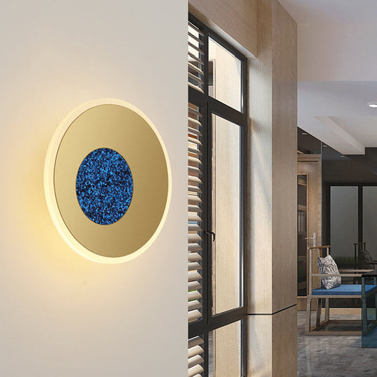 Postmodern Blue Round Sconce Light Fixture - Corridor Led Wall 8/11 Dia / 8