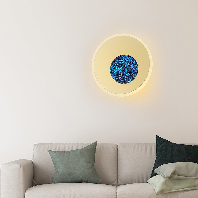 Postmodern Blue Round Sconce Light Fixture - Corridor Led Wall 8/11 Dia