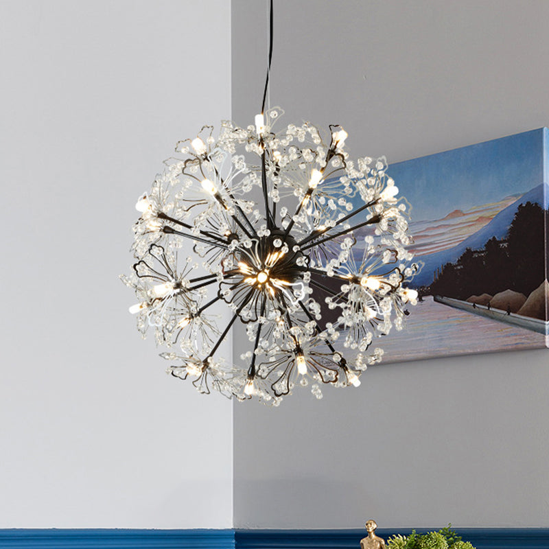 Contemporary Metallic Dandelion Chandelier Pendant Light - 24 Lights Brass Ceiling Lamp