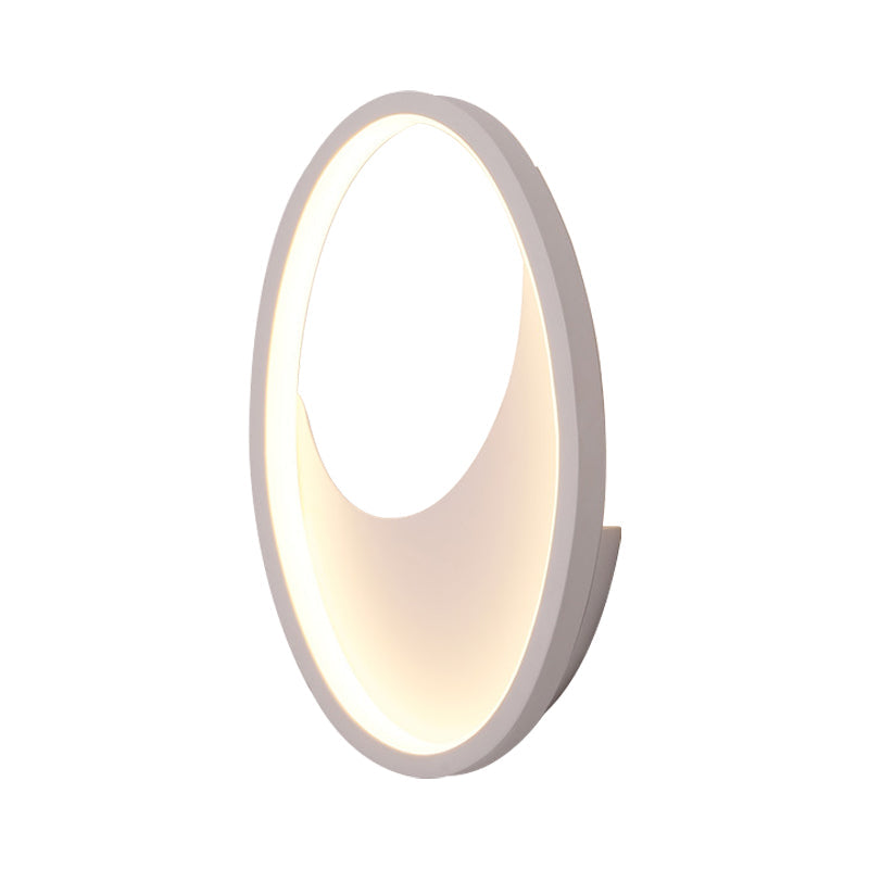 Modern Oval Wall Sconce Light - Acrylic White/Black Led Lamp For Bedroom Warm/White