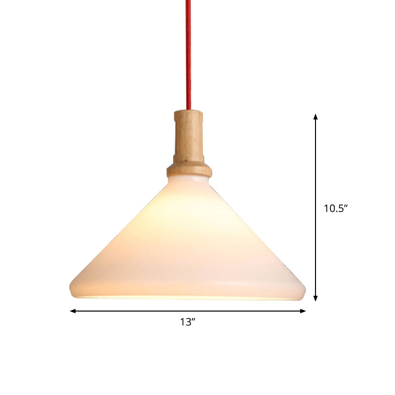 Nordic Conical Pendant Light - Frosted Glass, White - Dining Room Ceiling Hanging