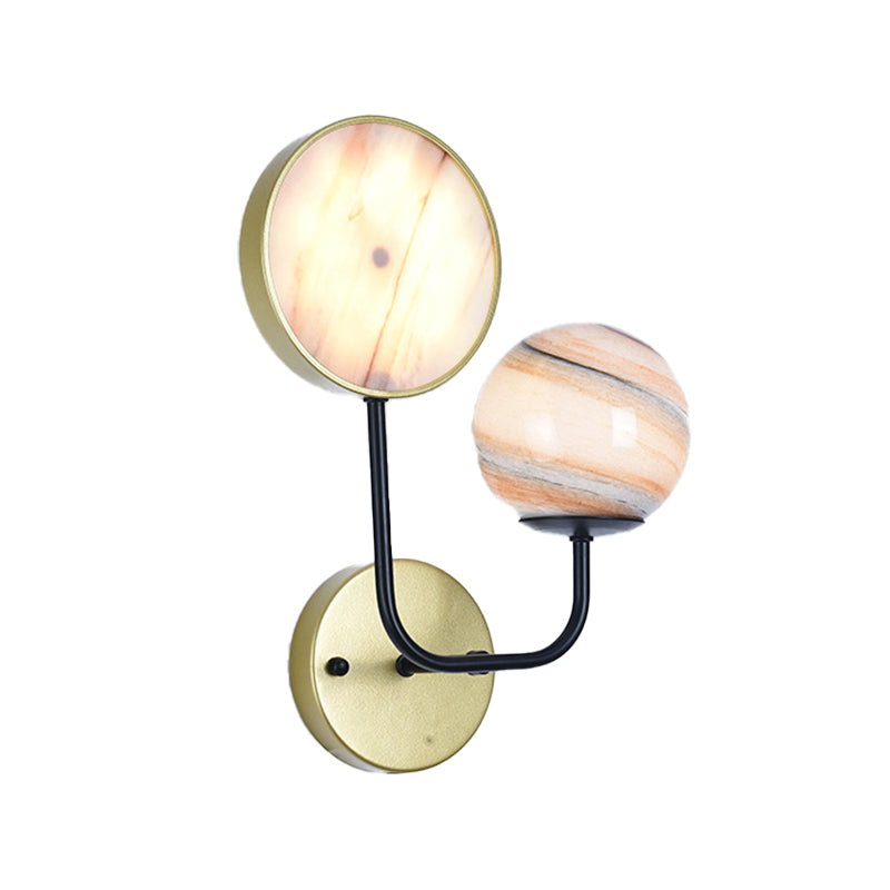 Minimalist Glass Sconce Light With Gold Accents - 2 Lights Wall Mount Bedside Lamp