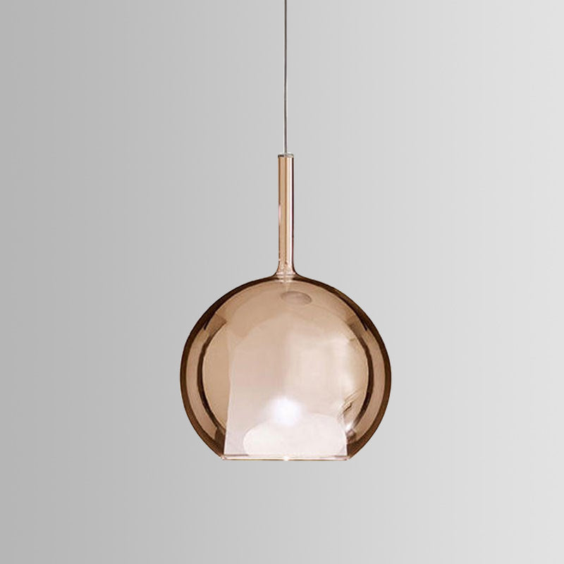 Contemporary Cognac Glass Globe Pendant Light Fixture – Dining Room Hanging Light Kit, 6"/8"/10" Wide