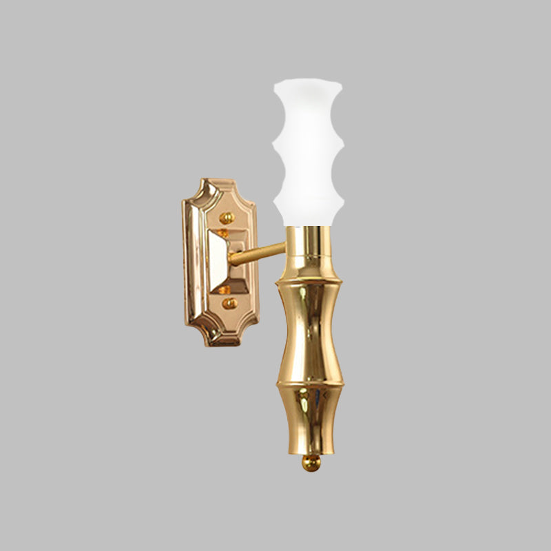 Post-Modern Bamboo Sconce Metal 1 Light Brass Fixture For Living Room Lighting
