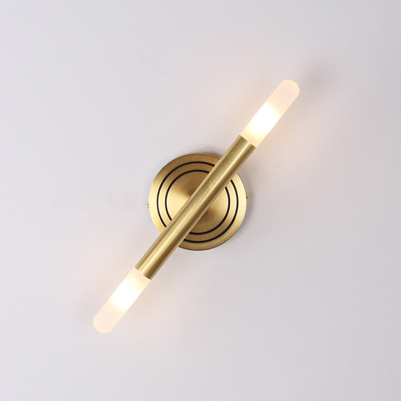 Modern Nordic Style Metal Wall-Mount Sconce Lamp - Slim Tube Design With Brass Finish 2 Heads