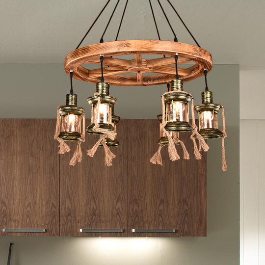 Coastal Bronze 6-Light Metal Hanging Chandelier: Kerosene Pendant Light for Living Room